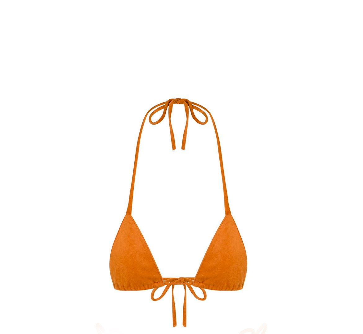 Orange Suede Bikini Top